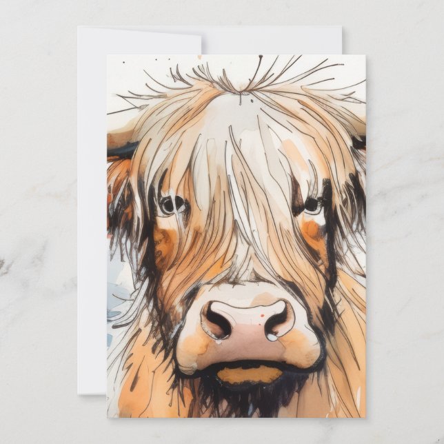 Invitation Cadeau de vache, vache des Highlands  (Devant)