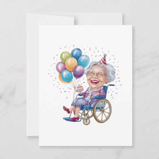 Invitation Cadeau drôle d'anniversaire pour grand-mère âgée p (Devant)