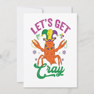 Invitation Cadeau drôle de Mardi Gras Allons-y Crayfish