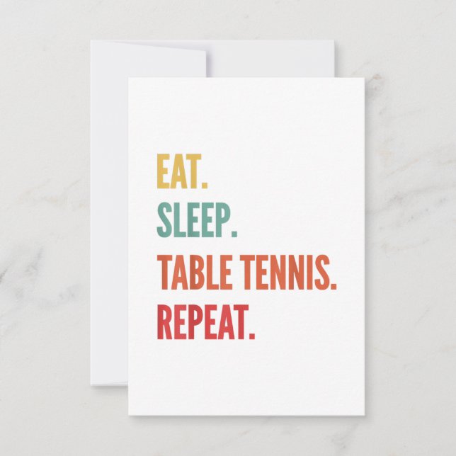 Invitation cadeau drôle de tennis de table, manger dormir ten (Devant)