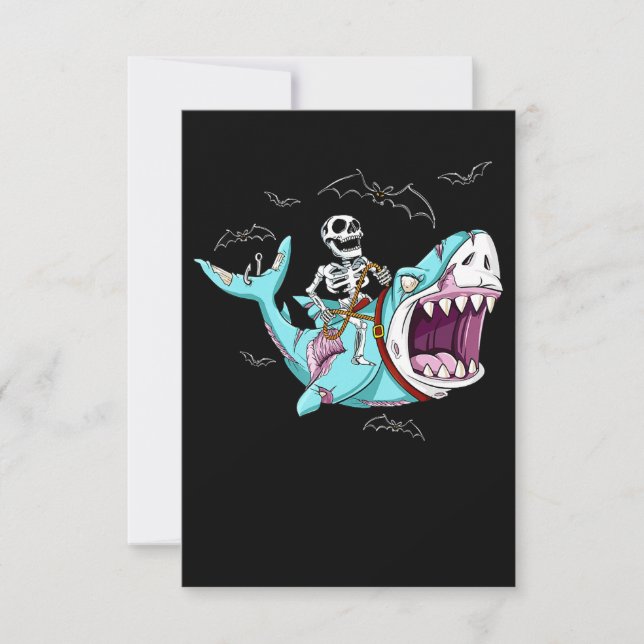 Invitation Cadeau drôle d'Halloween Requin Zombie chevauchant (Devant)