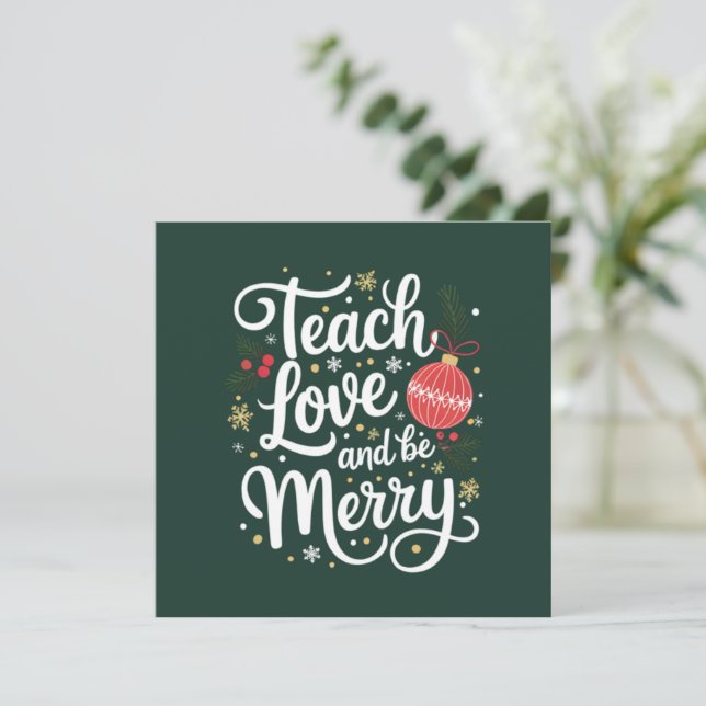 Invitation Cadeau drôle pour professeur Noël Enseigner Amour  (Debout devant)
