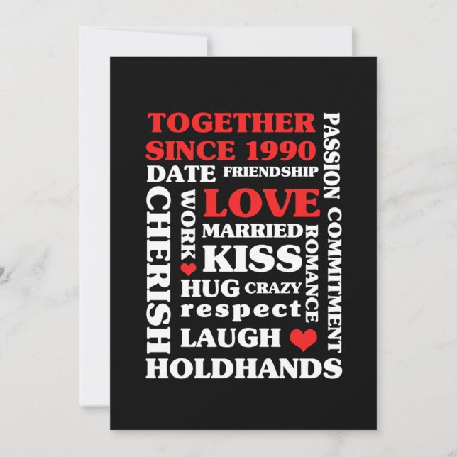 Invitation Cadeau du 30e anniversaire ensemble depuis 1990 (Devant)