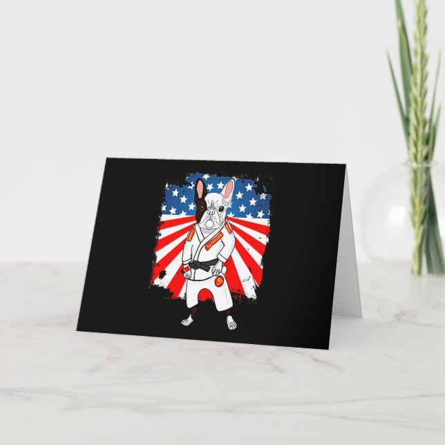 Invitation Cadeau Frenchie | Joli drapeau USA Bouledogue fran (Devant)