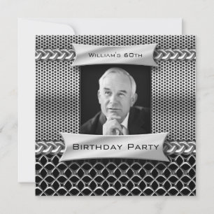 Invitation Cadeau Homme 60 ans Métal Argenté Look Anniversair