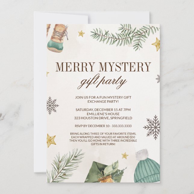 Invitation Cadeau mystère amusant et joyeux échange de fête (Devant)