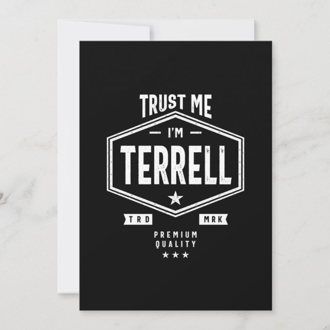 Invitation Cadeau personnalisé de naissance au nom de Terrell (Devant)