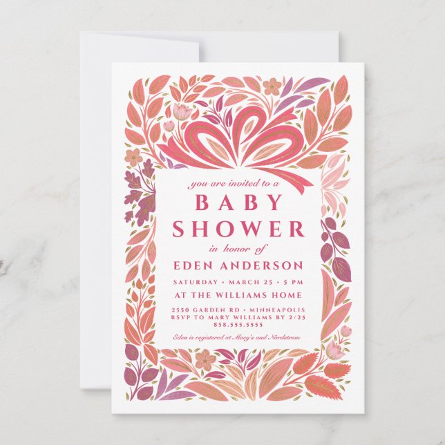 Invitation Cadeau pour Baby Shower Fille (Devant)
