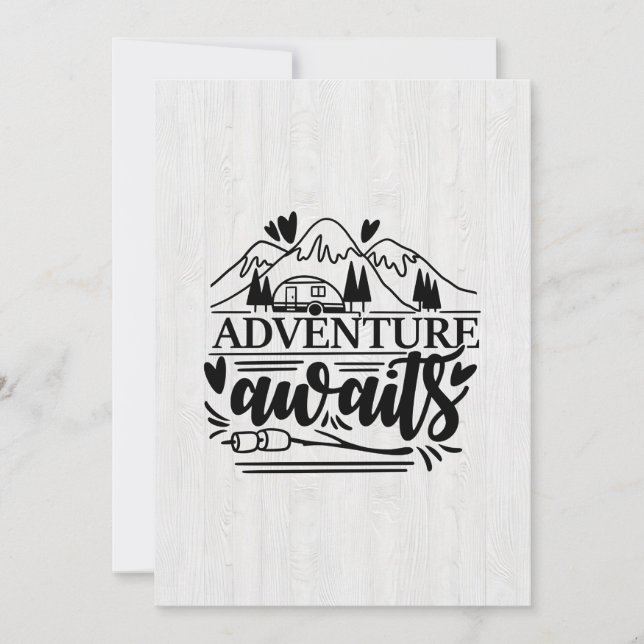 Invitation Cadeau pour campeur L'aventure attend (Devant)