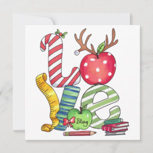 Invitation Cadeau pour Enseignant Crayon Pomme d'Amour
