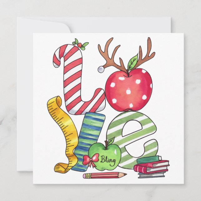 Invitation Cadeau pour Enseignant | Crayon Pomme d'Amour (Devant)
