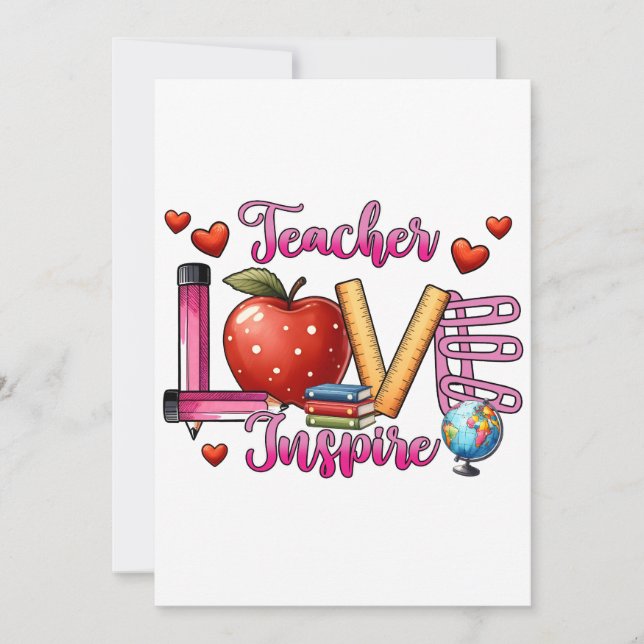Invitation Cadeau pour Enseignant | Enseignant Amour Inspire (Devant)