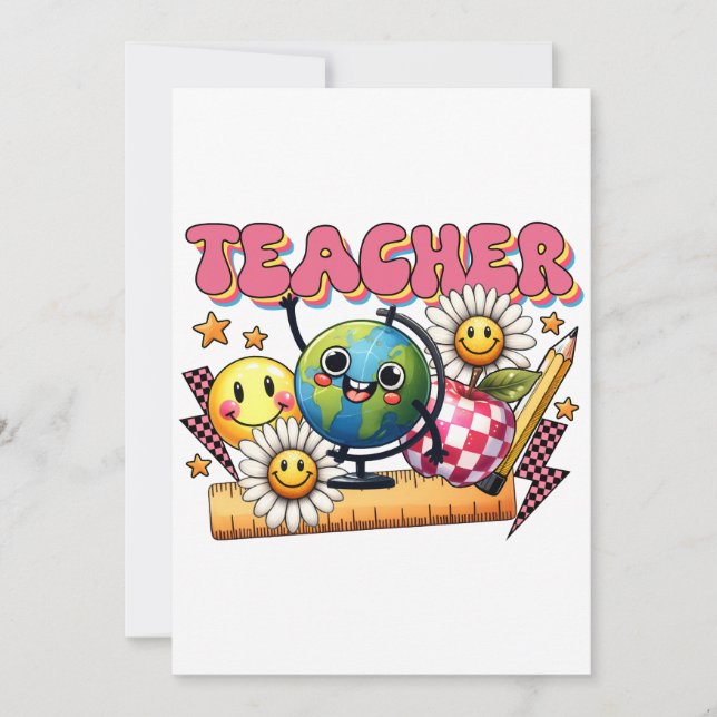Invitation Cadeau pour Enseignant | Enseignant Floral (Devant)