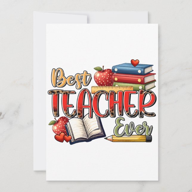 Invitation Cadeau pour Enseignant | Meilleur Enseignant Jamai (Devant)