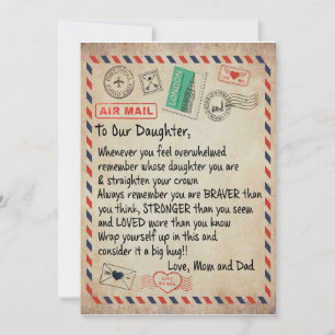 Invitation Cadeau pour fille À notre fille amour de maman p
