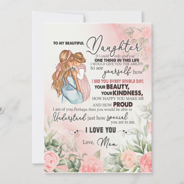 Invitation Cadeau pour fille | Lettre à ma fille de la part d (Devant)