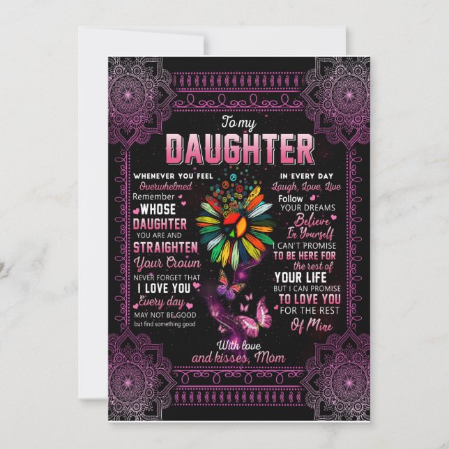Invitation Cadeau pour fille | Lettre à ma fille de la part d (Devant)