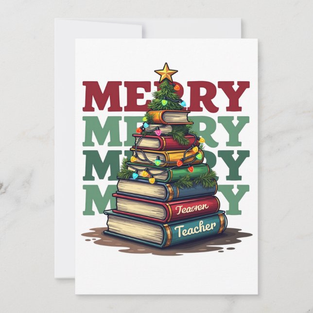 Invitation Cadeau pour l'enseignant | Livres de Noël pour l'e (Devant)