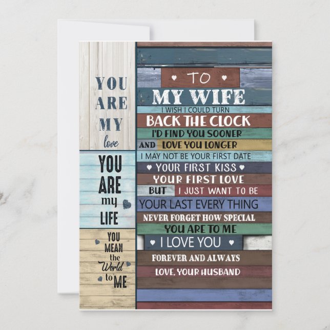 Invitation Cadeau pour ma femme | Lettre à ma femme Amour de  (Devant)