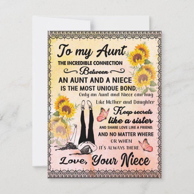 Invitation Cadeau pour ma tante, cadeau tournesol de ma nièce (Devant)