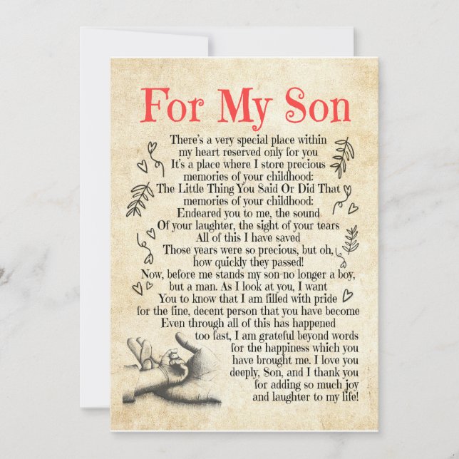 Invitation Cadeau pour mon fils | Merci d'avoir ajouté tant d (Devant)