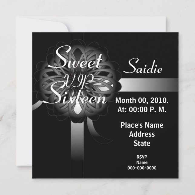 Invitation cadeau VIP Sweet sixteen - Personnalise (Devant)