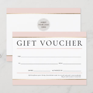 Invitation CADEAU VOUCHER moderne élégant affaires bleu rose