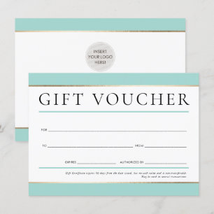 Invitation CADEAU VOUCHER moderne élégant menthe verte