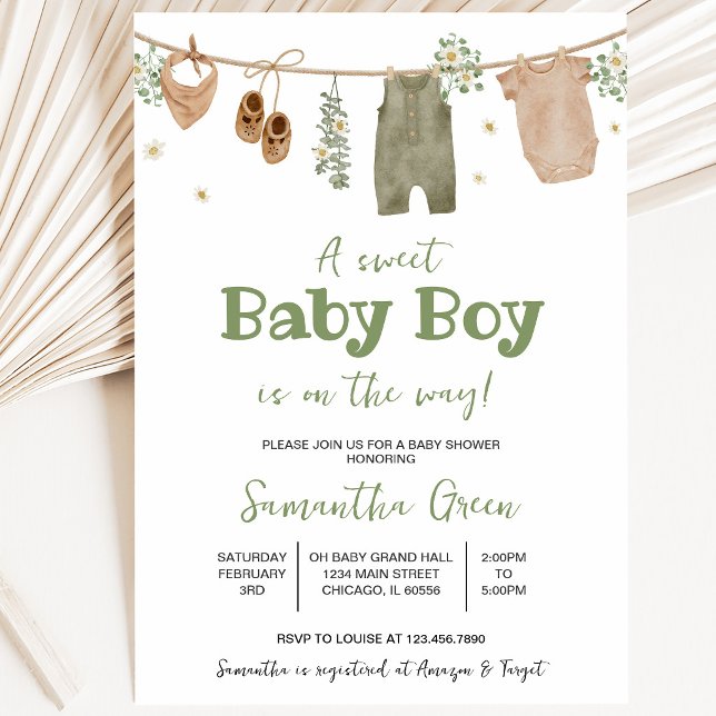 Invitation Cadeaux bébé garçon Bohème Fête de naissance (Créateur téléchargé)
