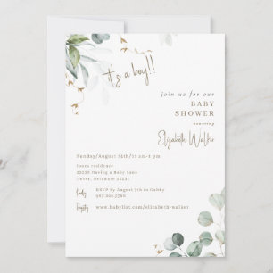 Invitation Cadeaux Blanc C'est un Garçon Baby Shower 