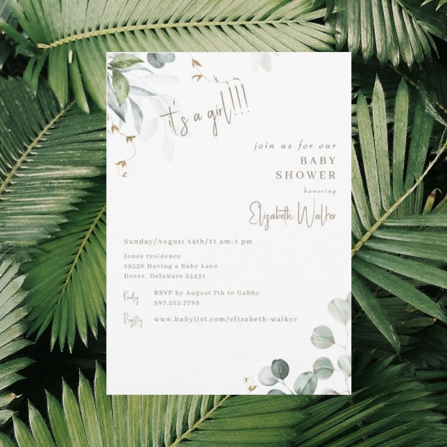 Invitation Cadeaux Blanc C'est une fille Baby Shower  (Créateur téléchargé)