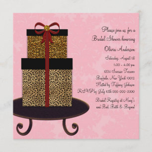 Invitation Cadeaux Damassé Rose Léopard Shower de Mariée