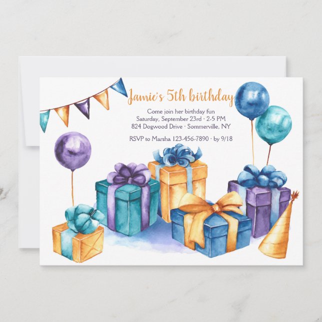 Invitation Cadeaux d'anniversaire (Devant)