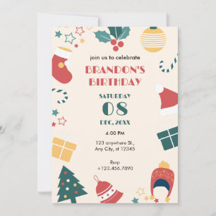 Invitation cadeaux d'anniversaire de Noël