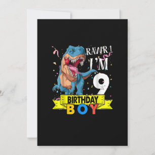 Invitation Cadeaux de 9 ans 9e anniversaire garçon Rawr I'm 9