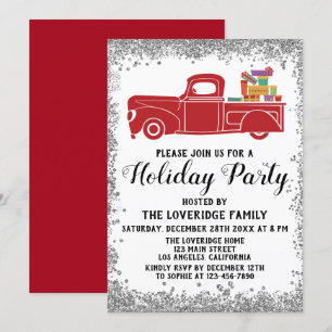 Invitation Cadeaux de camion rouge Noël Fête de Noël Argent
