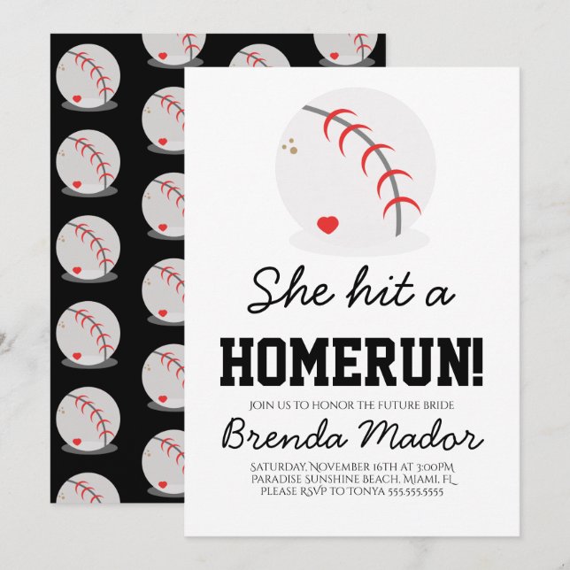 Invitation Cadeaux de mariage pour les amateurs de baseball e (Devant / Derrière)