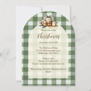Invitation Cadeaux de Noël rustiques bougie verte En vichy ar
