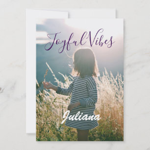 Invitation Cadeaux de nom de vacances violettes photo enfants