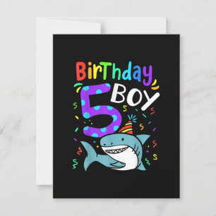 Invitation Cadeaux de requin pour le 5e anniversaire cinq ans