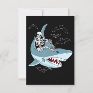 Invitation Cadeaux drôles de requin qui monte un squelette po