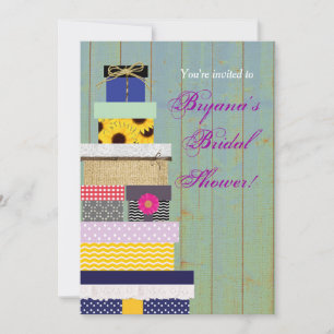 Invitation Cadeaux empilés rustiques Fête des mariées Invitat