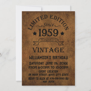 Invitation Cadeaux personnalisés vintages 65e anniversaire