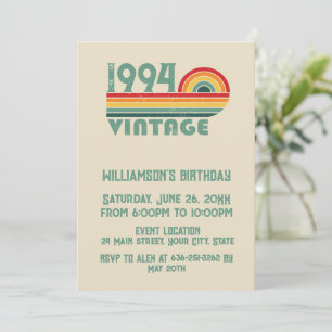 Invitation Cadeaux personnalisés vintages de 30e anniversaire