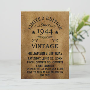 Invitation Cadeaux personnalisés vintages de 80e anniversaire