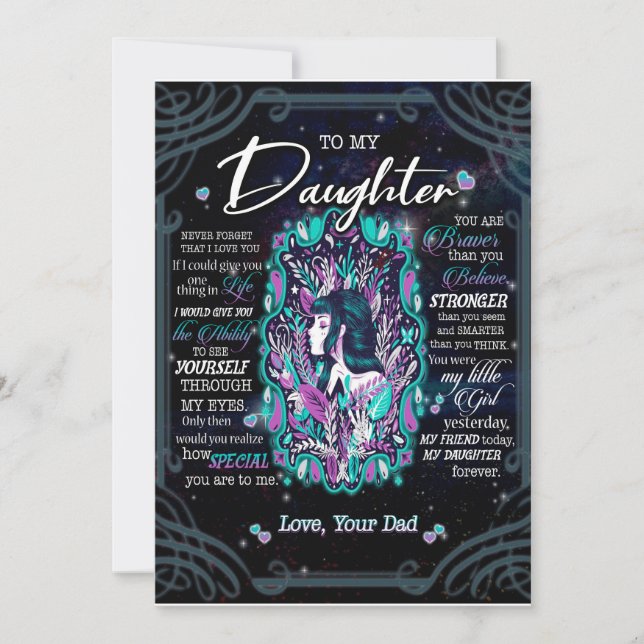 Invitation Cadeaux pour fille | Lettre à ma fille de la part  (Devant)