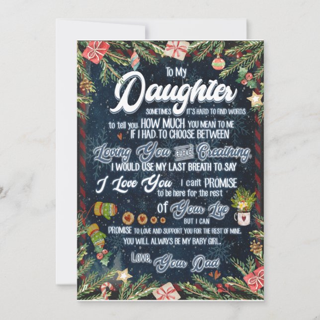 Invitation Cadeaux pour fille | Lettre à ma fille de la part  (Devant)