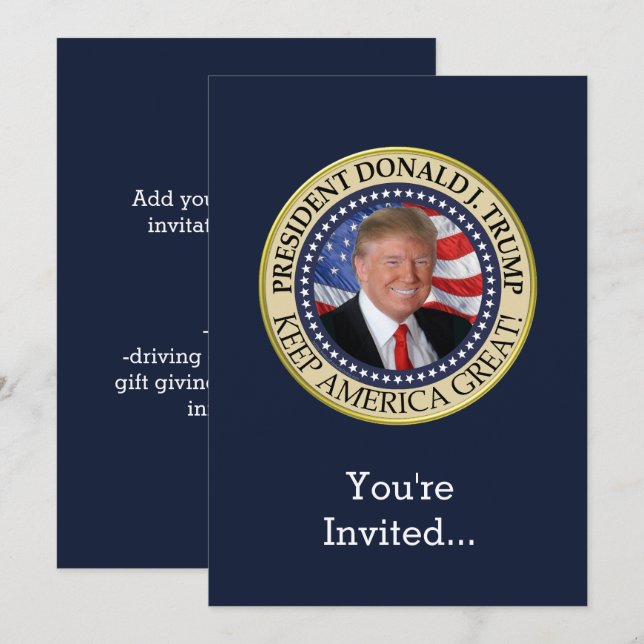 Invitation Cadeaux Trump 2025 Président Donald Trump Amérique (Devant / Derrière)