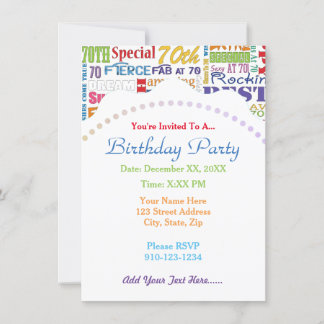 Invitation Cadeaux Uniques Et Spéciaux 70e Anniversaire