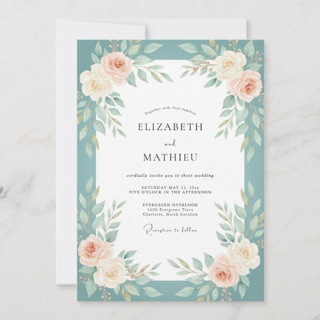Invitation Cadet Blush Peinture de Mariage (Devant)